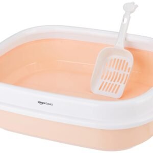 Katzentoilette mit gratis Schaufel | Halbgeschlossenes Design und langlebige Qualität | Geeignet für alle erwachsenen Katzen und Kätzchen, Rosa