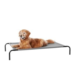 Großes, erhöhtes, kühlendes Hundebett aus Stoff, 130 x 78 x 20 cm, Grau
